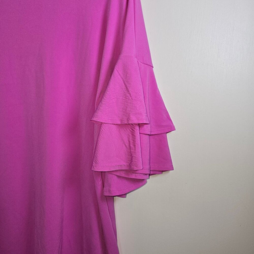 Zenana, Springy, Double Ruffle Layered Slv, Fuchsia, Top, Boutique, Sz 1X, NWOT - Picture 5 of 7